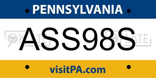 ASS98S Pennsylvania License Plate