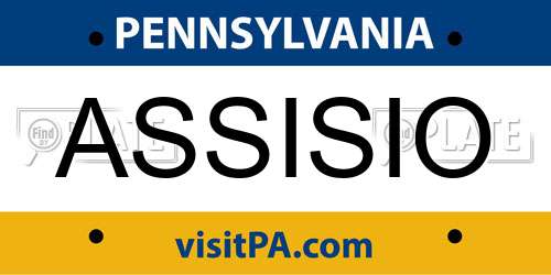 ASSISIO Pennsylvania License Plate