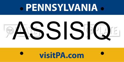 ASSISIQ Pennsylvania License Plate