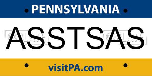 ASSTSAS Pennsylvania License Plate