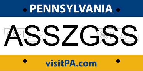ASSZGSS Pennsylvania License Plate