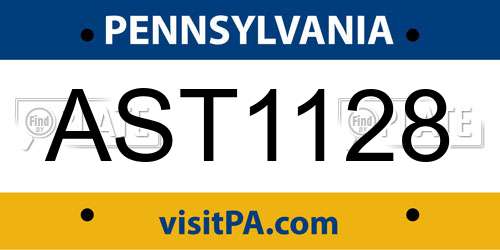 AST1128 Pennsylvania License Plate
