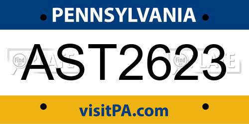 AST2623 Pennsylvania License Plate