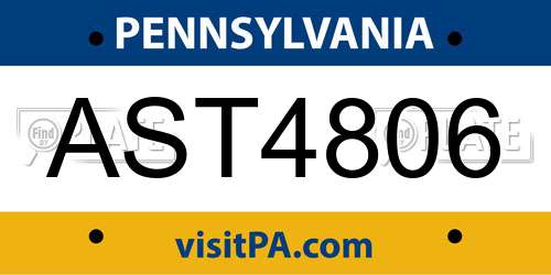AST4806 Pennsylvania License Plate