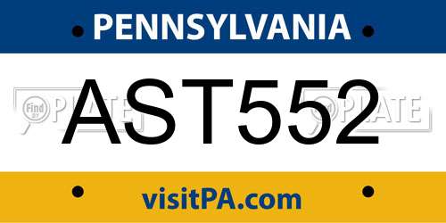AST552 Pennsylvania License Plate