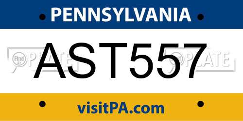 AST557 Pennsylvania License Plate