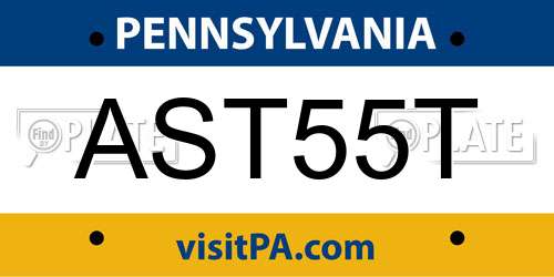 AST55T Pennsylvania License Plate