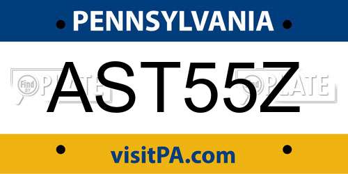 AST55Z Pennsylvania License Plate