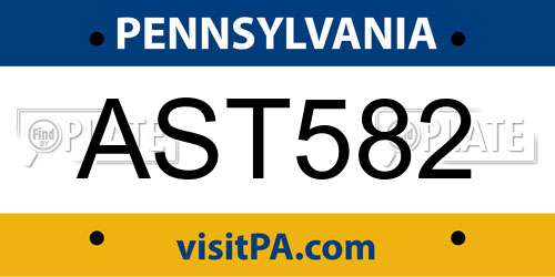 AST582 Pennsylvania License Plate