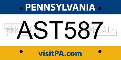 AST587 Pennsylvania License Plate