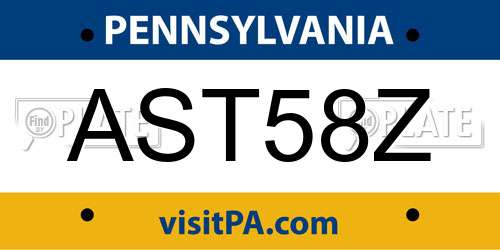 AST58Z Pennsylvania License Plate