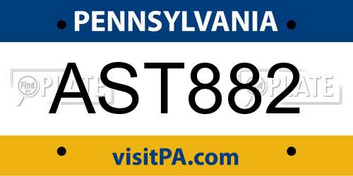 AST882 Pennsylvania License Plate