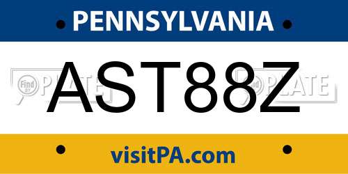 AST88Z Pennsylvania License Plate