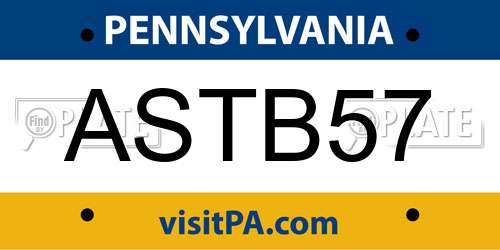 ASTB57 Pennsylvania License Plate