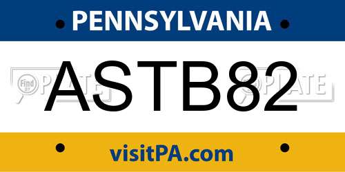 ASTB82 Pennsylvania License Plate