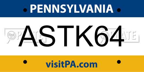 ASTK64 Pennsylvania License Plate
