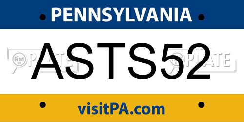 ASTS52 Pennsylvania License Plate