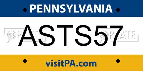 ASTS57 Pennsylvania License Plate