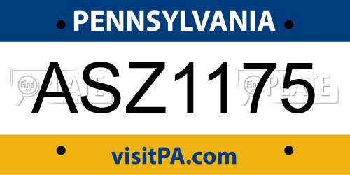 ASZ1175 Pennsylvania License Plate
