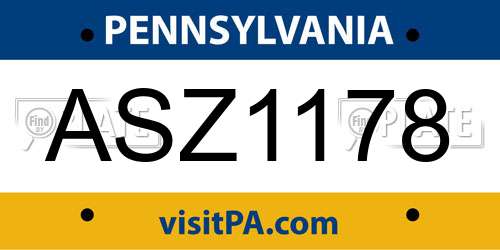 ASZ1178 Pennsylvania License Plate
