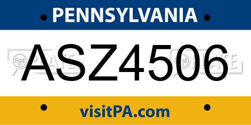 ASZ4506 Pennsylvania License Plate