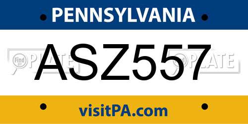 ASZ557 Pennsylvania License Plate
