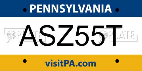 ASZ55T Pennsylvania License Plate