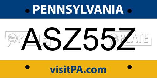 ASZ55Z Pennsylvania License Plate