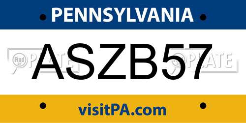 ASZB57 Pennsylvania License Plate