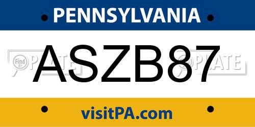 ASZB87 Pennsylvania License Plate