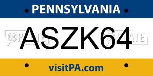 ASZK64 Pennsylvania License Plate