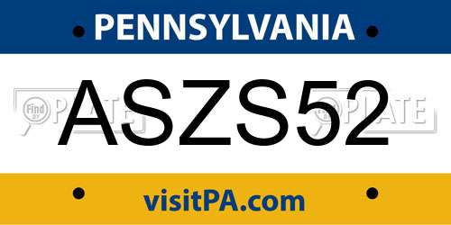 ASZS52 Pennsylvania License Plate