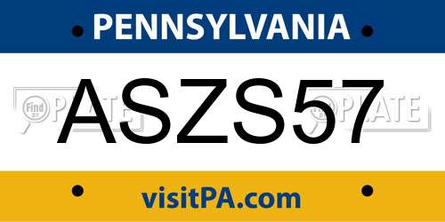 ASZS57 Pennsylvania License Plate