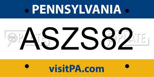 ASZS82 Pennsylvania License Plate