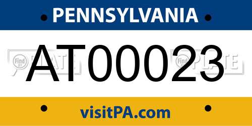 AT00023 Pennsylvania License Plate