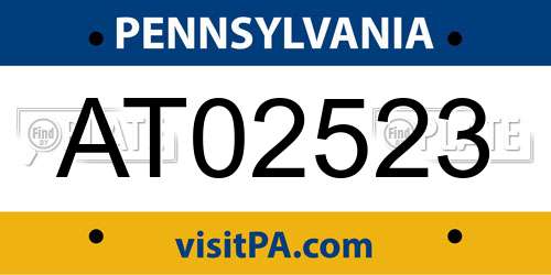AT02523 Pennsylvania License Plate