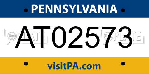 AT02573 Pennsylvania License Plate