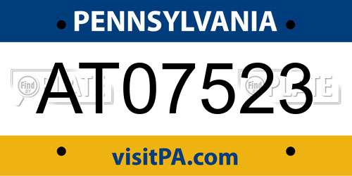 AT07523 Pennsylvania License Plate