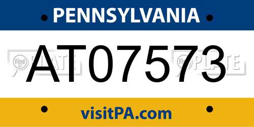 AT07573 Pennsylvania License Plate
