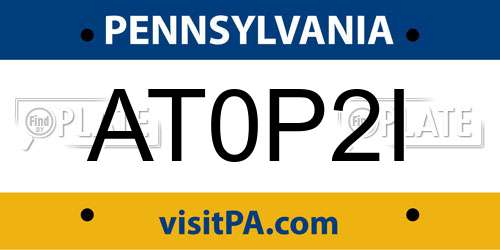 AT0P2I Pennsylvania License Plate