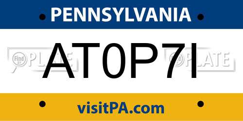 AT0P7I Pennsylvania License Plate