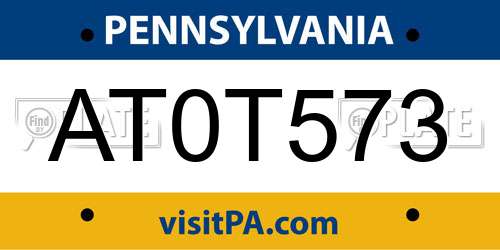 AT0T573 Pennsylvania License Plate