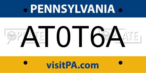 AT0T6A Pennsylvania License Plate