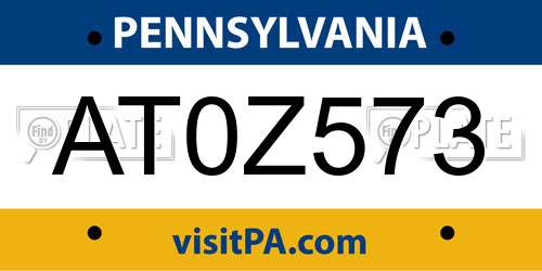 AT0Z573 Pennsylvania License Plate