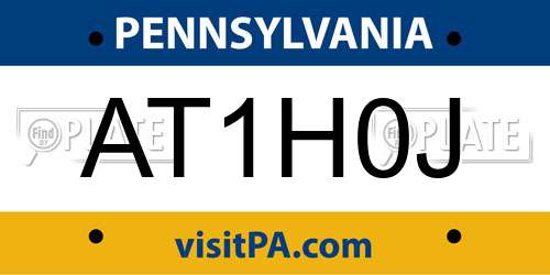 AT1H0J Pennsylvania License Plate