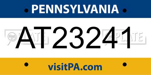 AT23241 Pennsylvania License Plate