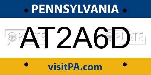 AT2A6D Pennsylvania License Plate
