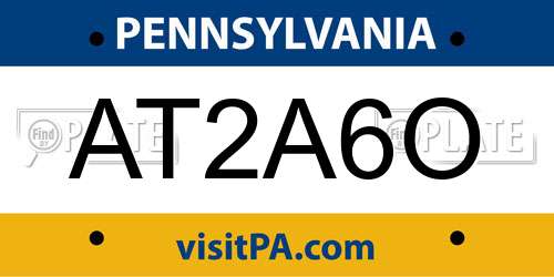 AT2A6O Pennsylvania License Plate