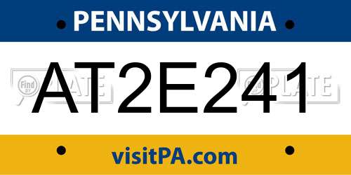 AT2E241 Pennsylvania License Plate