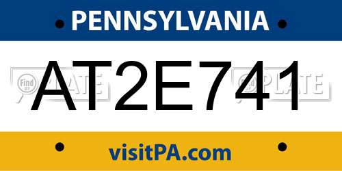 AT2E741 Pennsylvania License Plate